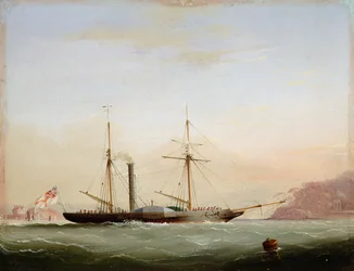 Paddle Steamer in Plymouth Sound off Mount Edgecombe